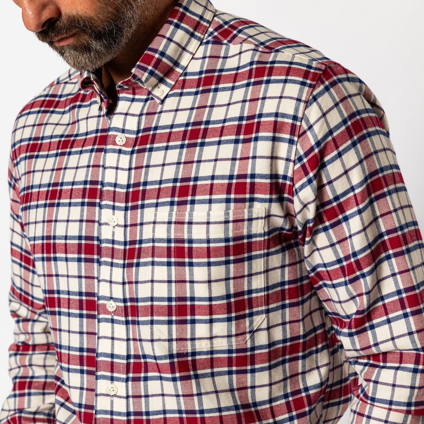 Duck Head Cotton Flannel Sport Shirt- Bradner Plaid (Rio Red)