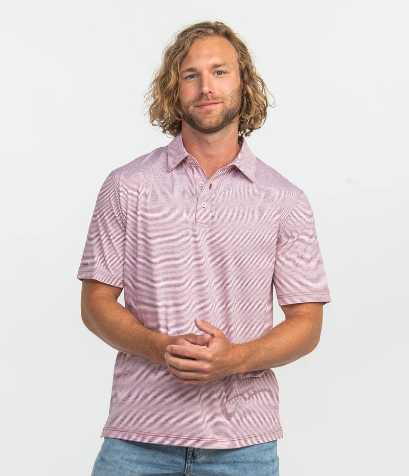Southern Shirt Heather Madison Stripe Polo - Red Zone