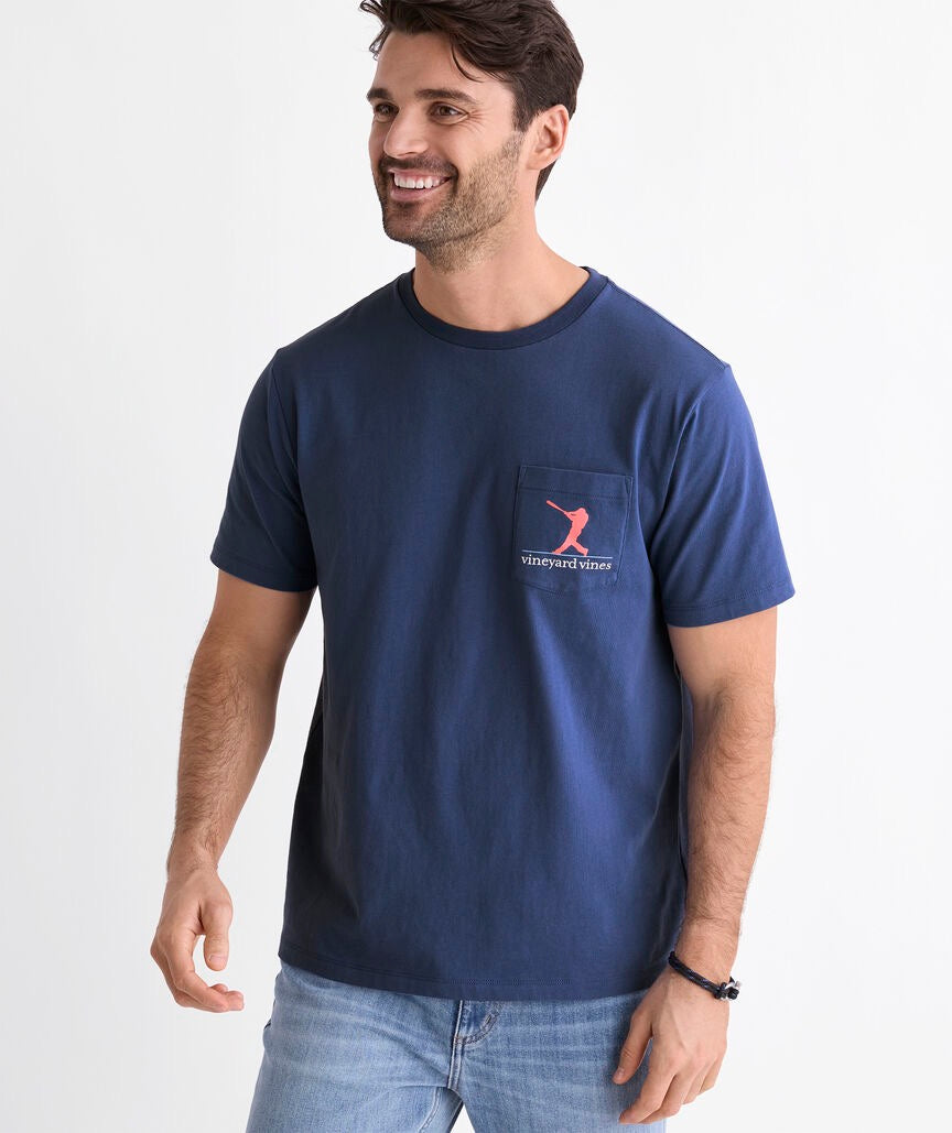 Vineyard Vines Baseball Silo USA Short-Sleeve Pocket Tee - Moonshine