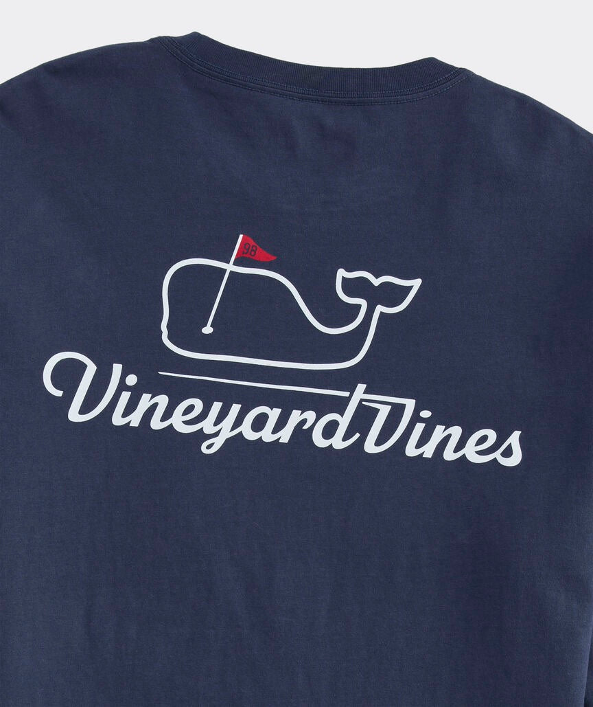 Vineyard Vines Golf Flag Whale Long-Sleeve Pocket Tee - Blue Blazer