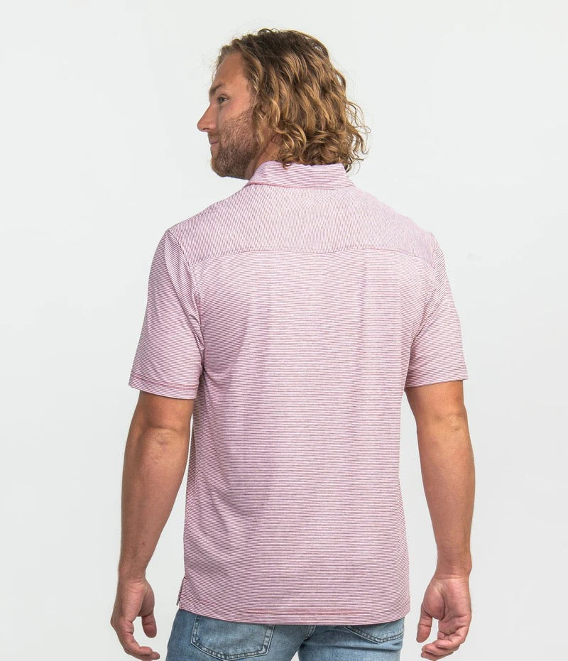 Southern Shirt Heather Madison Stripe Polo - Red Zone