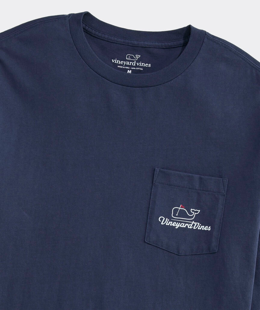 Vineyard Vines Golf Flag Whale Long-Sleeve Pocket Tee - Blue Blazer