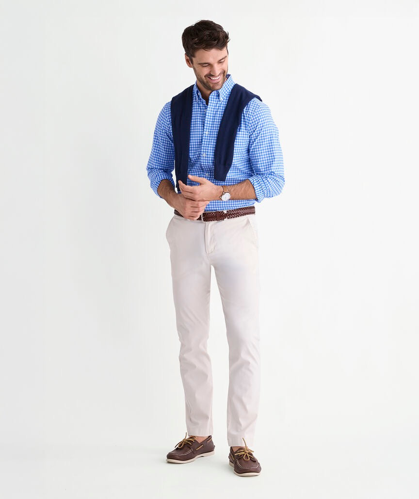 Vineyard Vines Performance Cotton Skysail Gingham Shirt - Breaker Blue