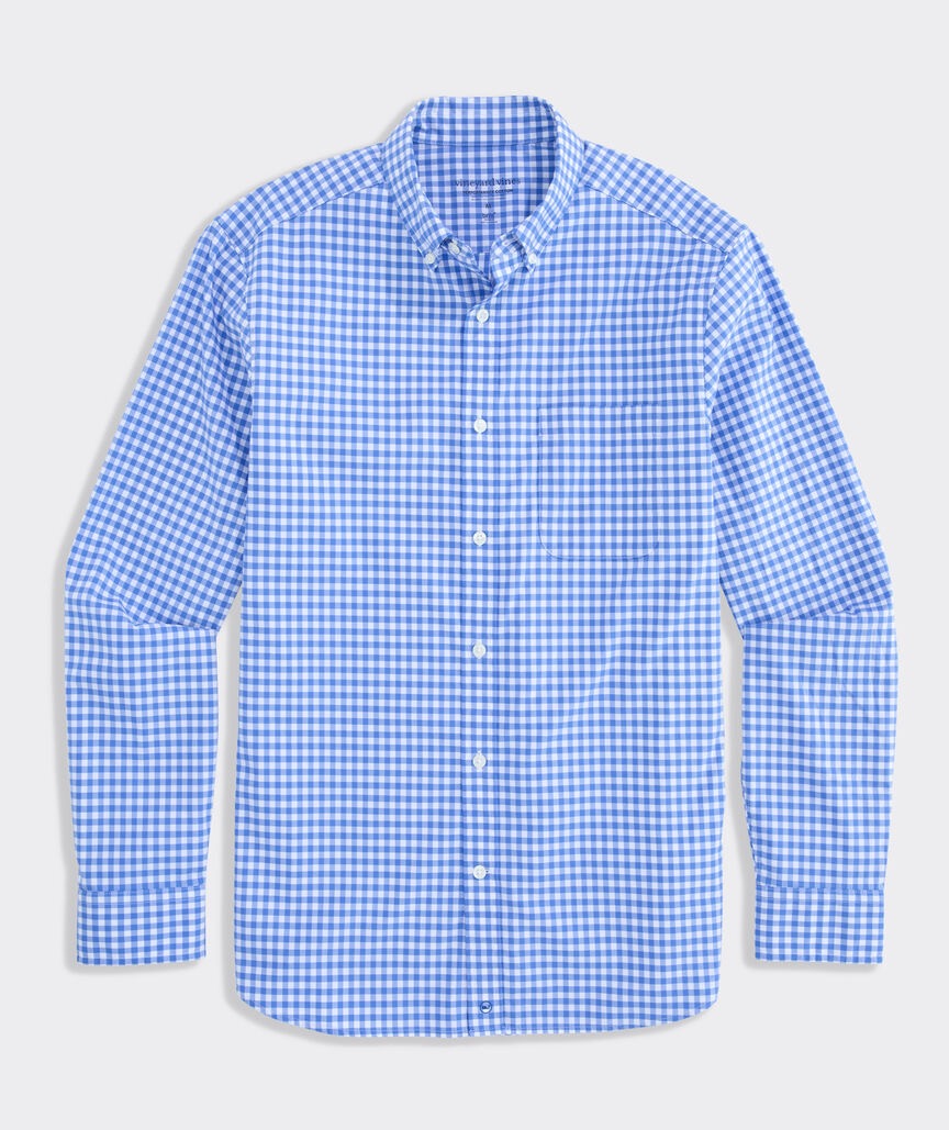 Vineyard Vines Performance Cotton Skysail Gingham Shirt - Breaker Blue