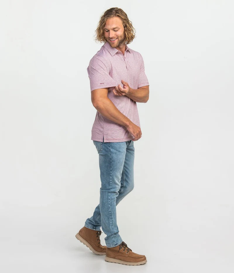 Southern Shirt Heather Madison Stripe Polo - Red Zone