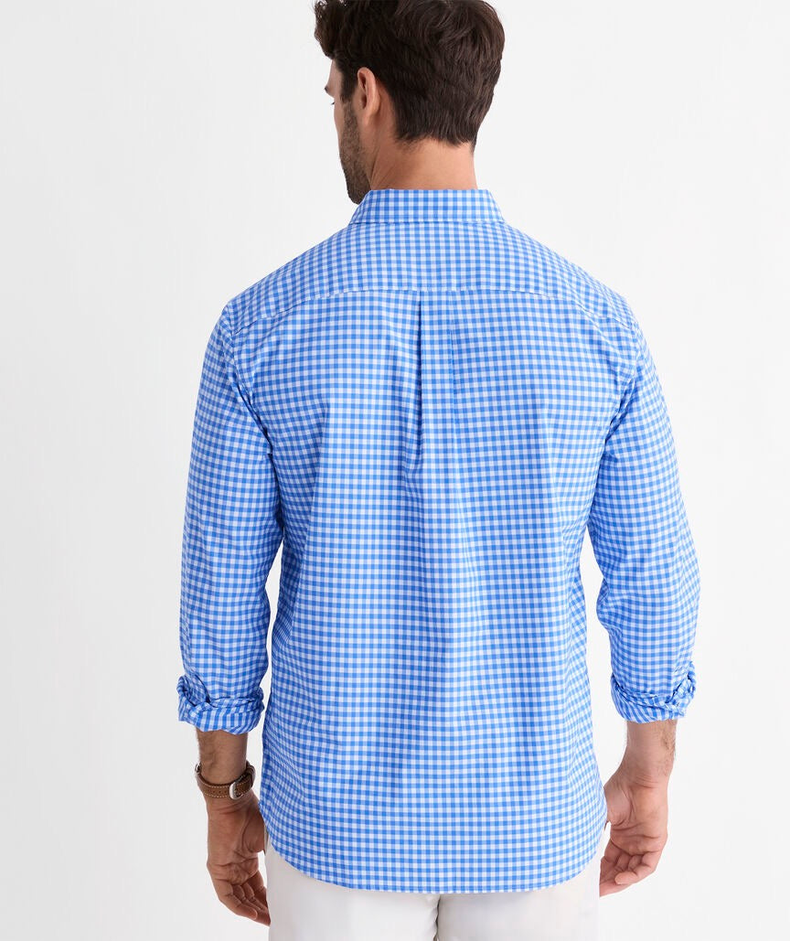 Vineyard Vines Performance Cotton Skysail Gingham Shirt - Breaker Blue