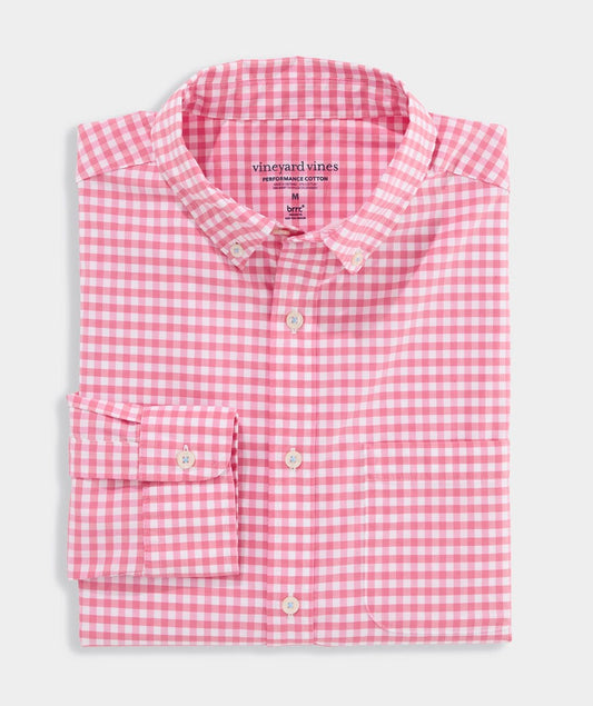 Vineyard Vines Performance Cotton Skysail Gingham Shirt - Bahama Breeze