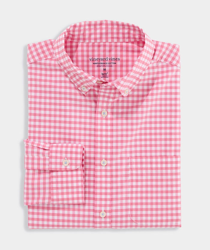 Vineyard Vines Performance Cotton Skysail Gingham Shirt - Bahama Breeze
