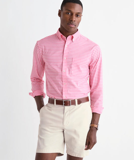 Vineyard Vines Performance Cotton Skysail Gingham Shirt - Bahama Breeze