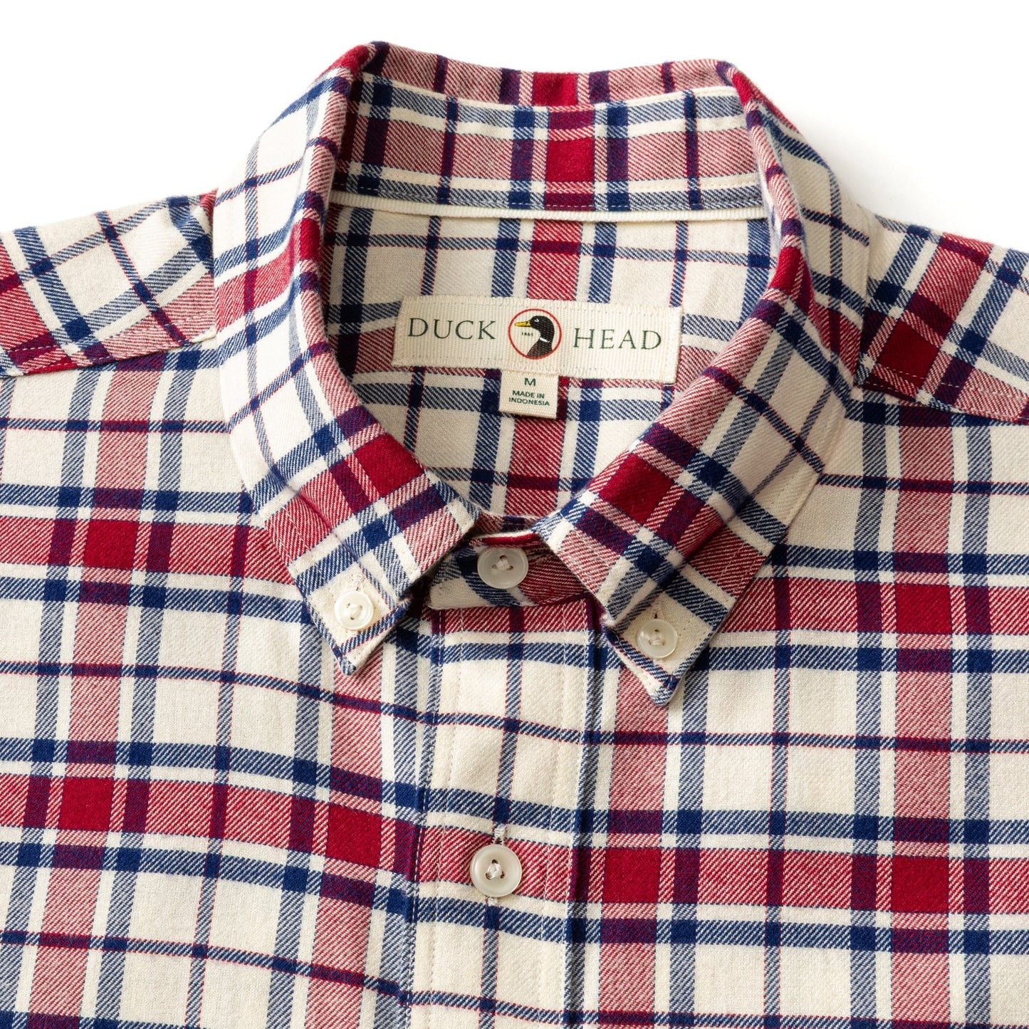 Duck Head Cotton Flannel Sport Shirt- Bradner Plaid (Rio Red)