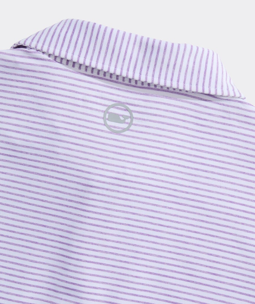 Vineyard Vines Performance Bradley Stripe Sankaty Polo -  White/Lilac Breeze