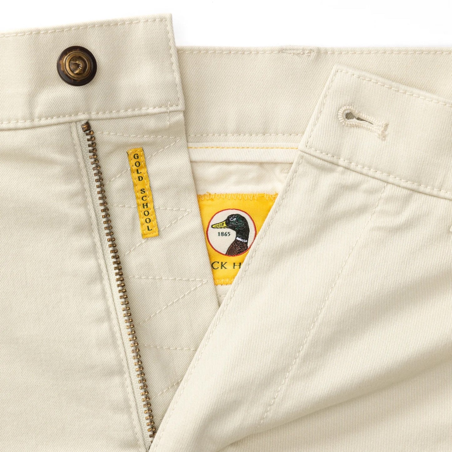 Duck Head 7" Gold School Chino Short Stone- Gold Patch