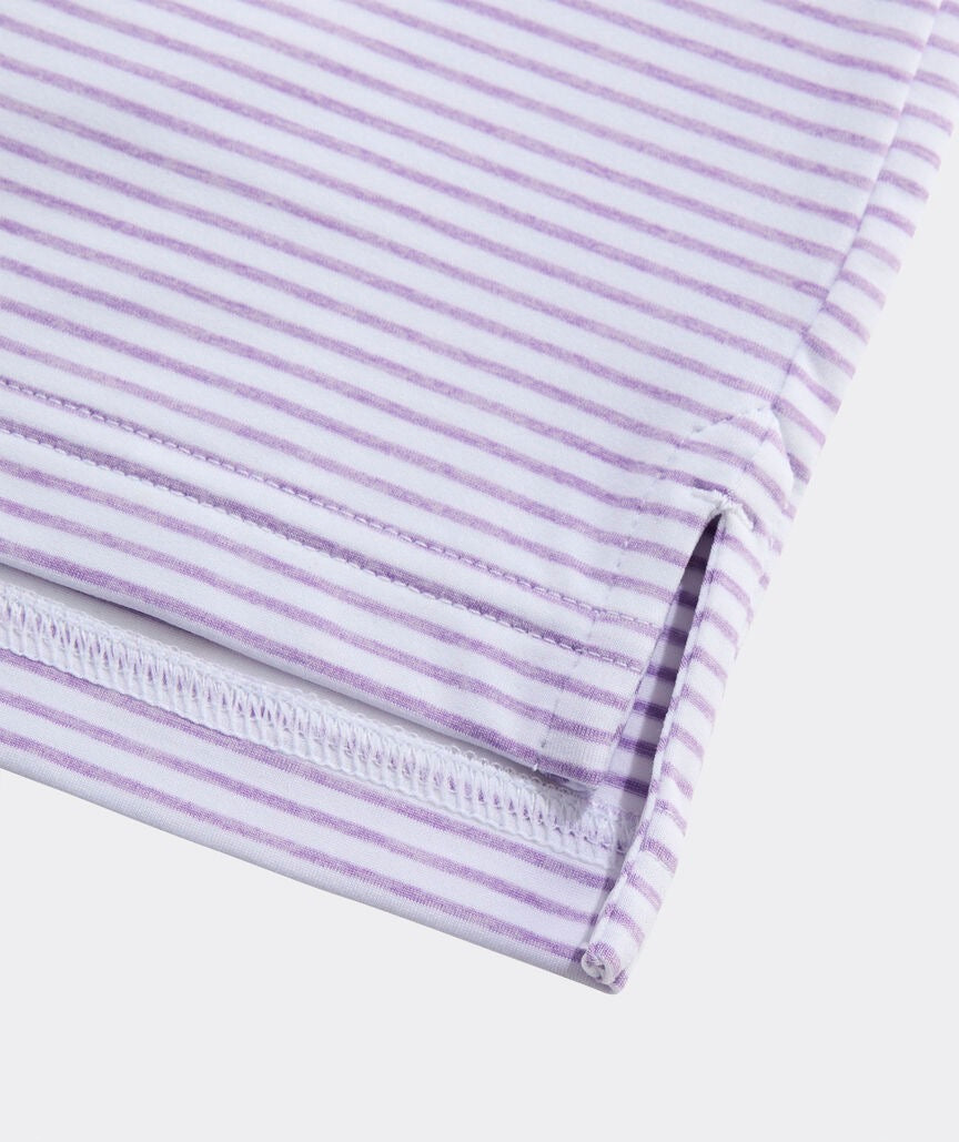 Vineyard Vines Performance Bradley Stripe Sankaty Polo -  White/Lilac Breeze