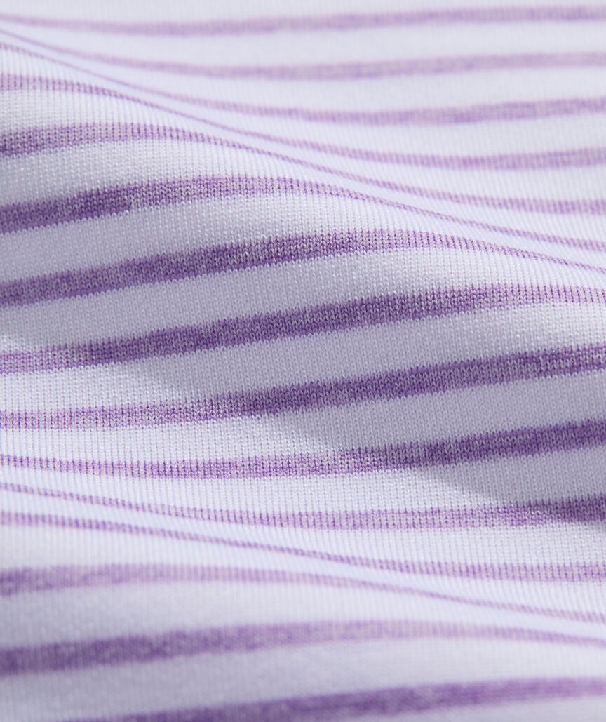 Vineyard Vines Performance Bradley Stripe Sankaty Polo -  White/Lilac Breeze