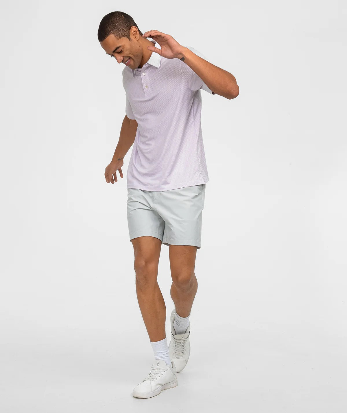 Southern Shirt Heather Madison Stripe Polo (Orchid Petal)