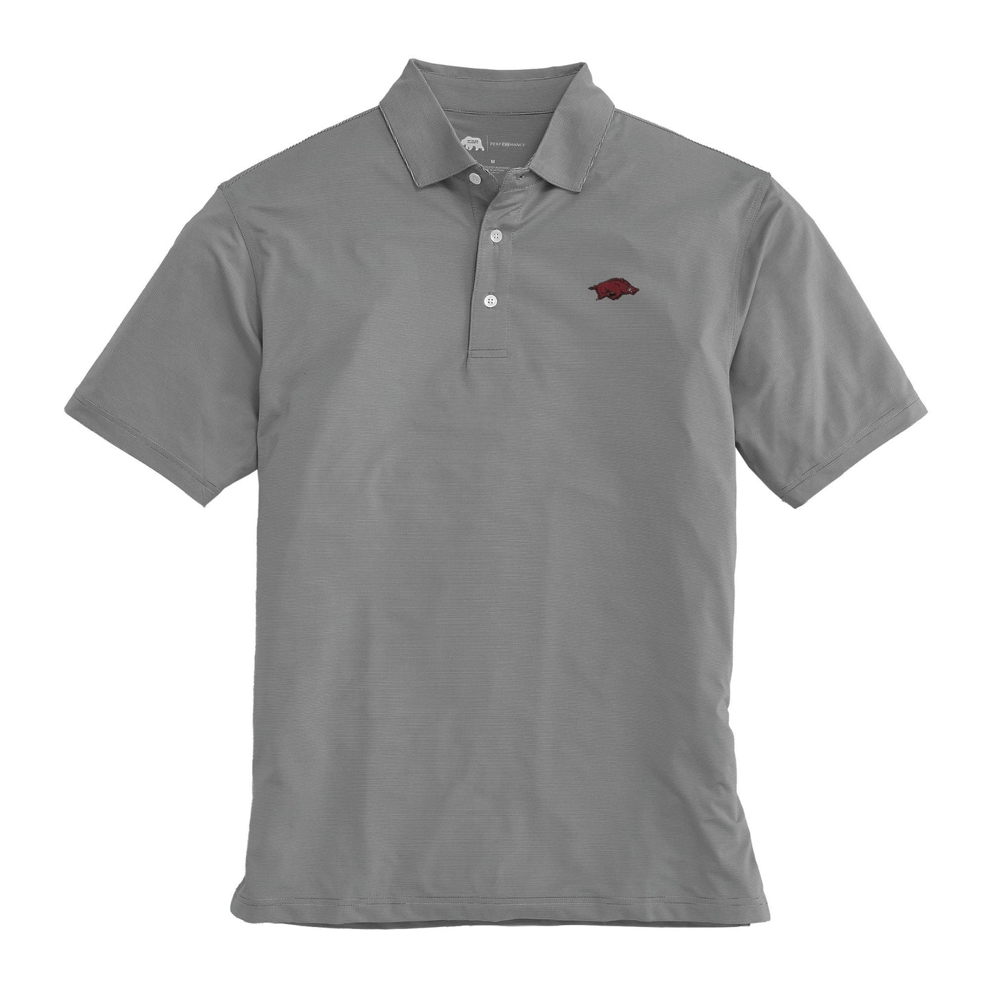 Onward Reserve Nine Iron Hairline Stripe Arkansas Performance Polo