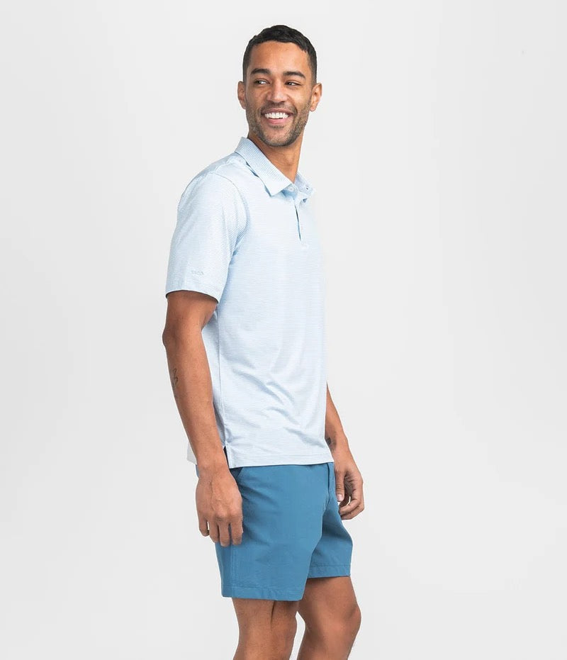 Southern Shirt Heather Madison Stripe Polo - Crystal Lake