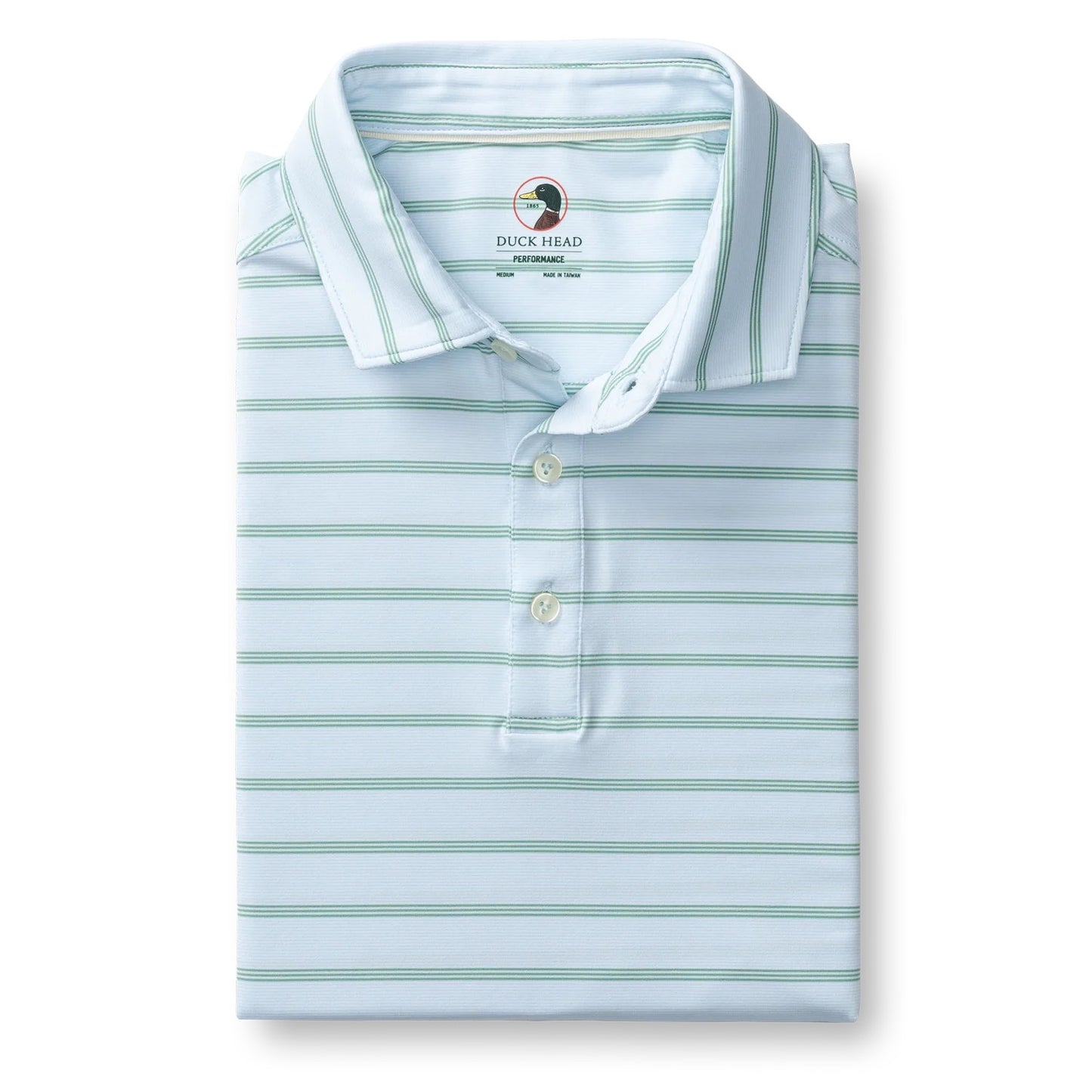 Duck Head Long Drive Performance Polo - Eldred Stripe Sky Blue