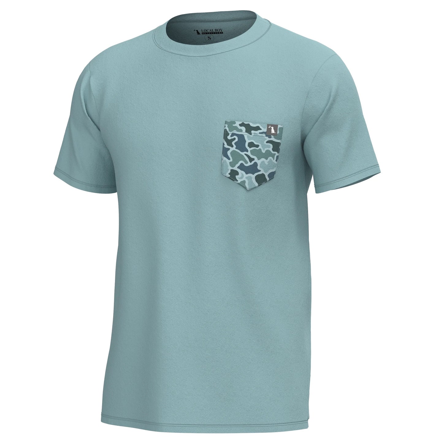 Local Boy S/S Heather-Blend Crew - Dark Mint / Blue Dog & Moon Camo