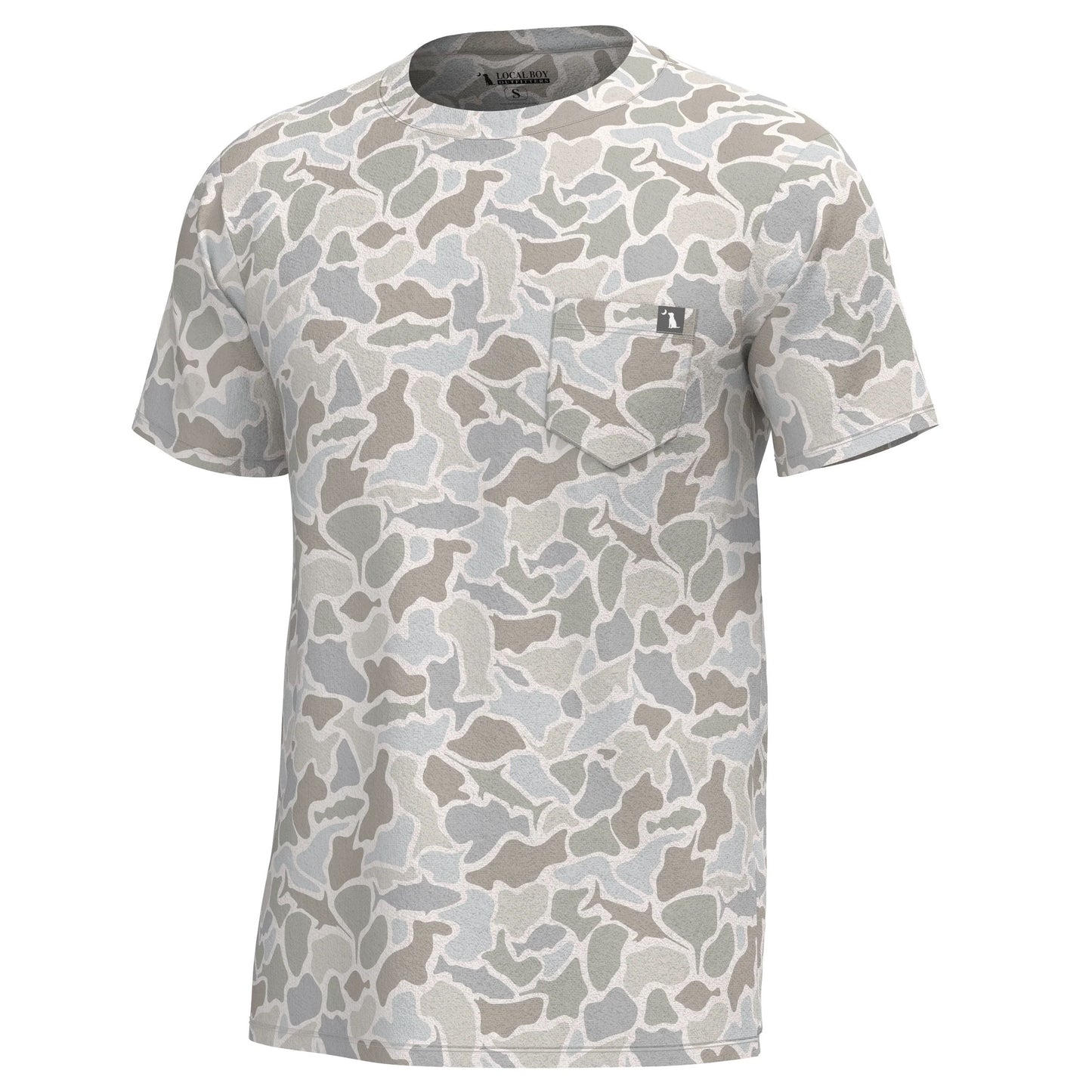 Local Boy S/S Heather-Blend Crew - Saltwater Camo