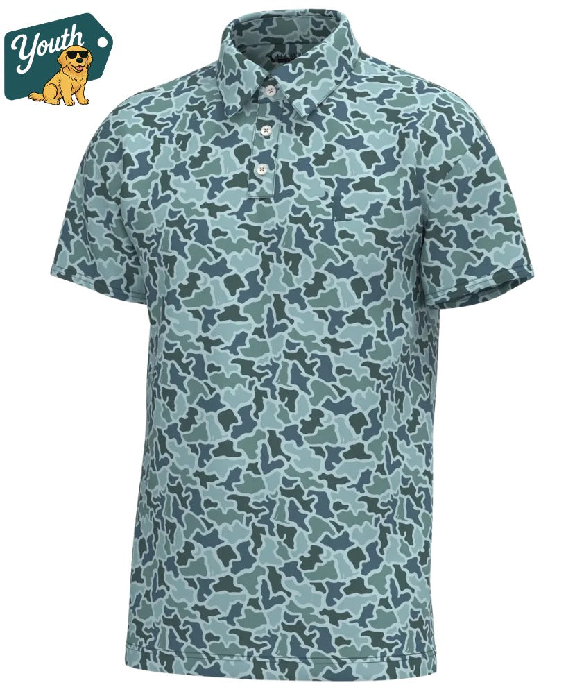 YOUTH Local Boy Dirty Myrtle Polo - Blue Dog & Moon Camo