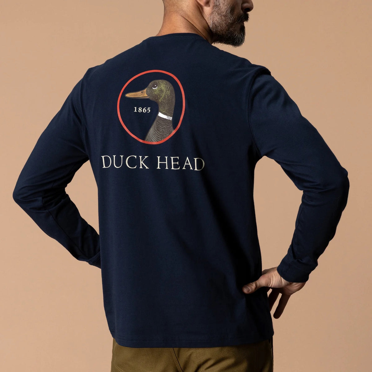 Duck Head Logo Long Sleeve T-Shirt - Deep Navy