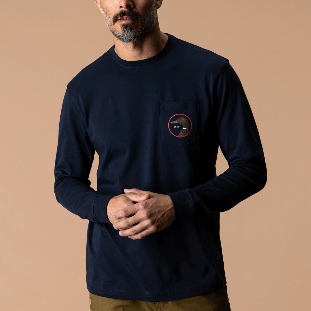 Duck Head Logo Long Sleeve T-Shirt - Deep Navy