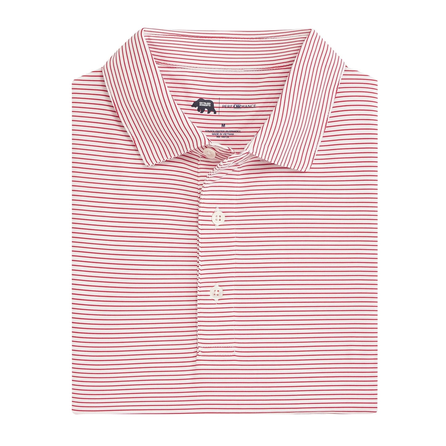 Onward Reserve Birdie Stripe Performance Polo - White/Red