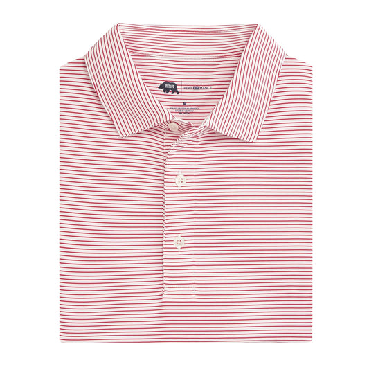 Onward Reserve Birdie Stripe Performance Polo - White/Red