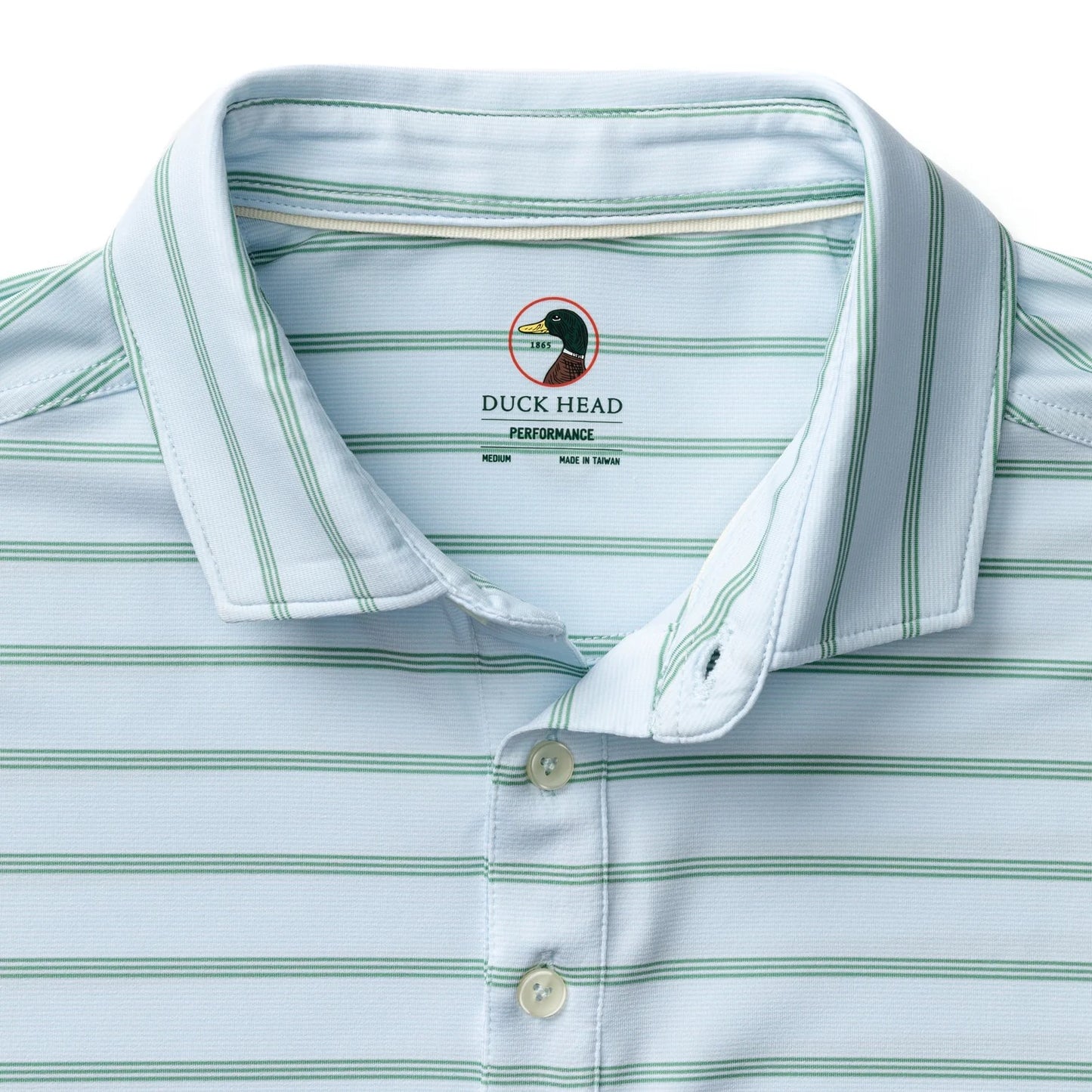 Duck Head Long Drive Performance Polo - Eldred Stripe Sky Blue