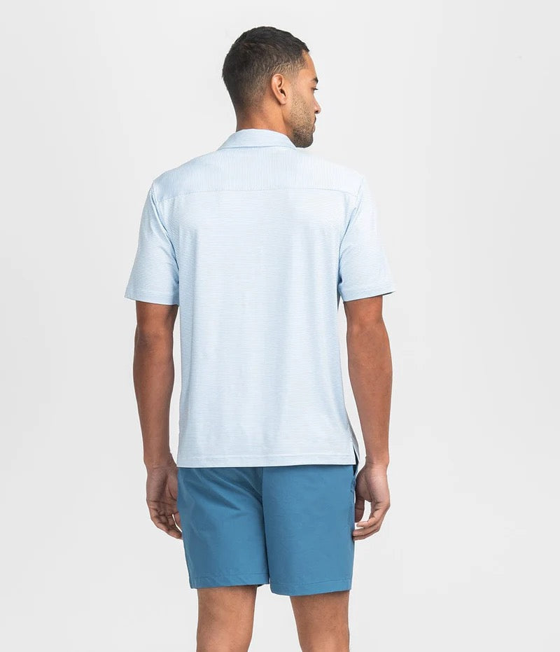 Southern Shirt Heather Madison Stripe Polo - Crystal Lake
