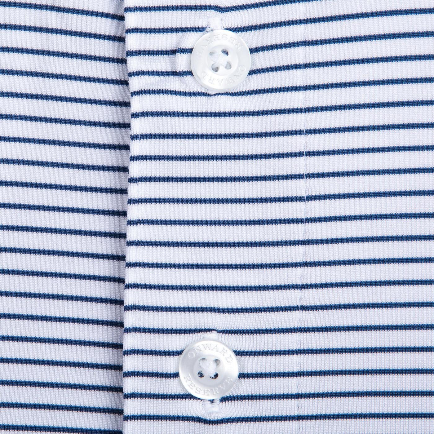 Onward Reserve Birdie Stripe Performance Polo - White/Navy