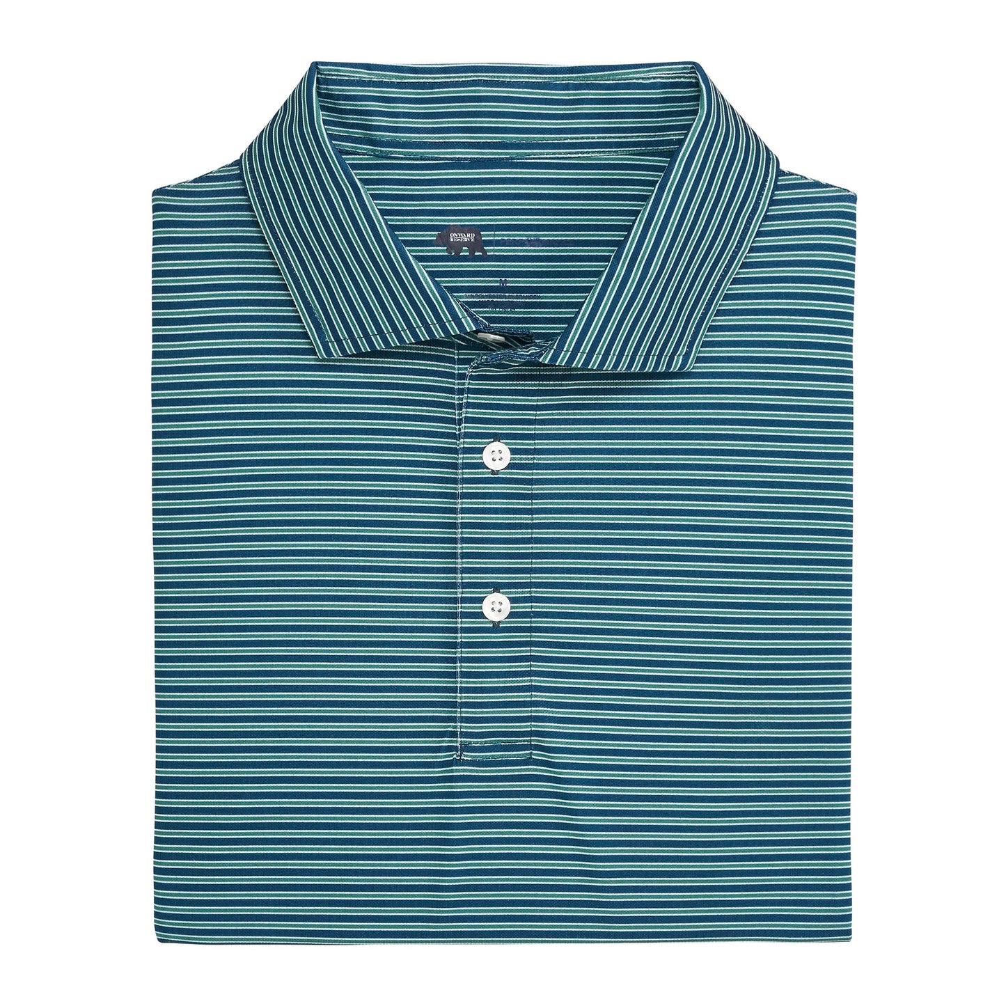 Onward Reserve Trophy Stripe Performance Pique Polo - Blue Wing Teal