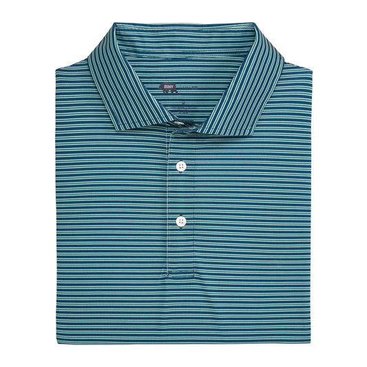 Onward Reserve Trophy Stripe Performance Pique Polo - Blue Wing Teal