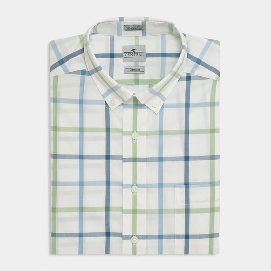 GenTeal Windowpane Cotton Sport Shirt- Placid Windowpane