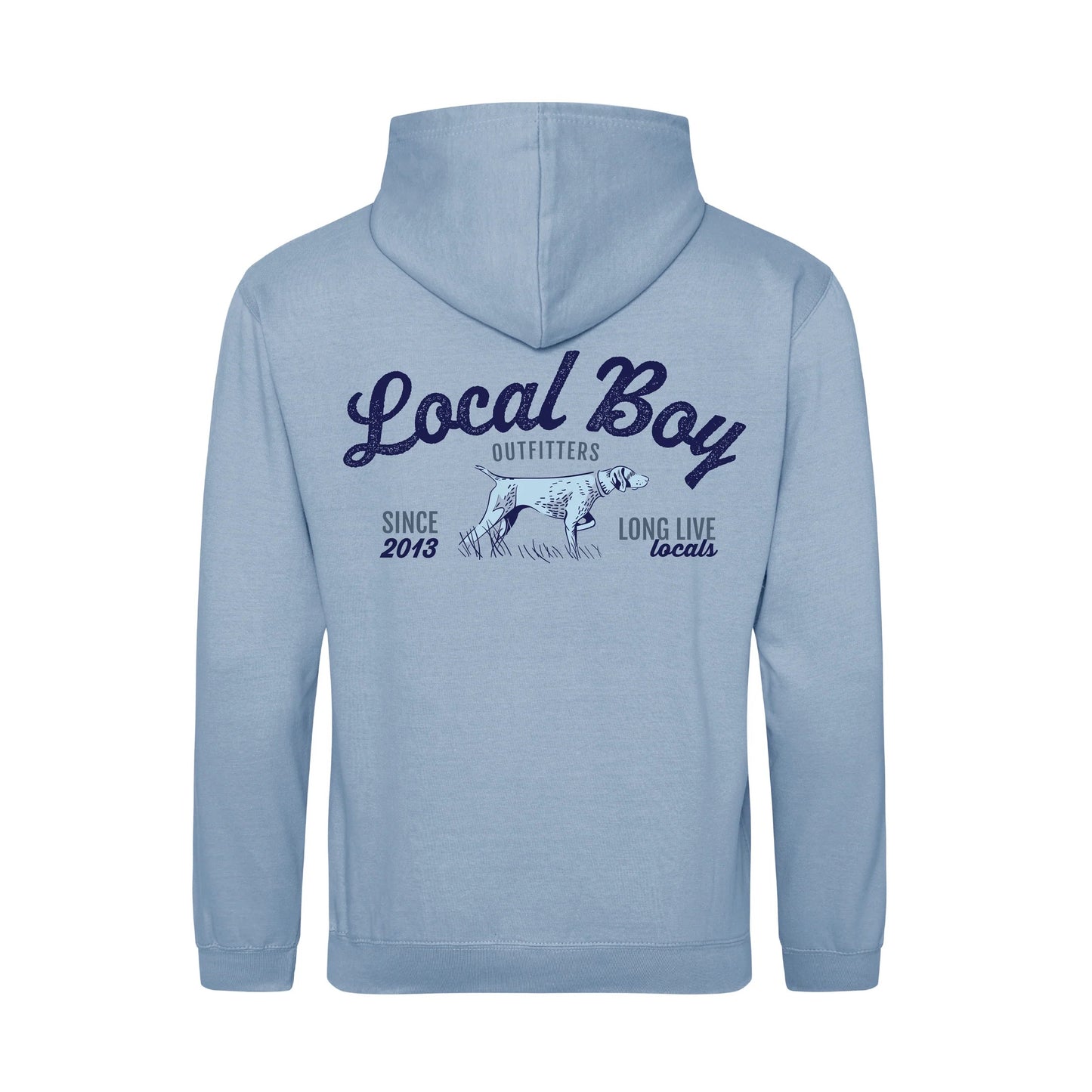 Local Boy Bird Dog Arch Cotton Hoodie- (Sky Blue)