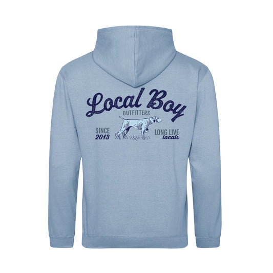 Local Boy Bird Dog Arch Cotton Hoodie- (Sky Blue)