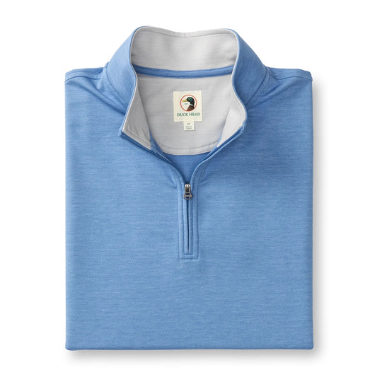 Duck Head Dunmore Performance 1/4 Zip Pullover- Lake Blue Heather