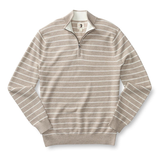 Duck Head Colton Pique 1/4 Zip Sweater-  Khaki Heather