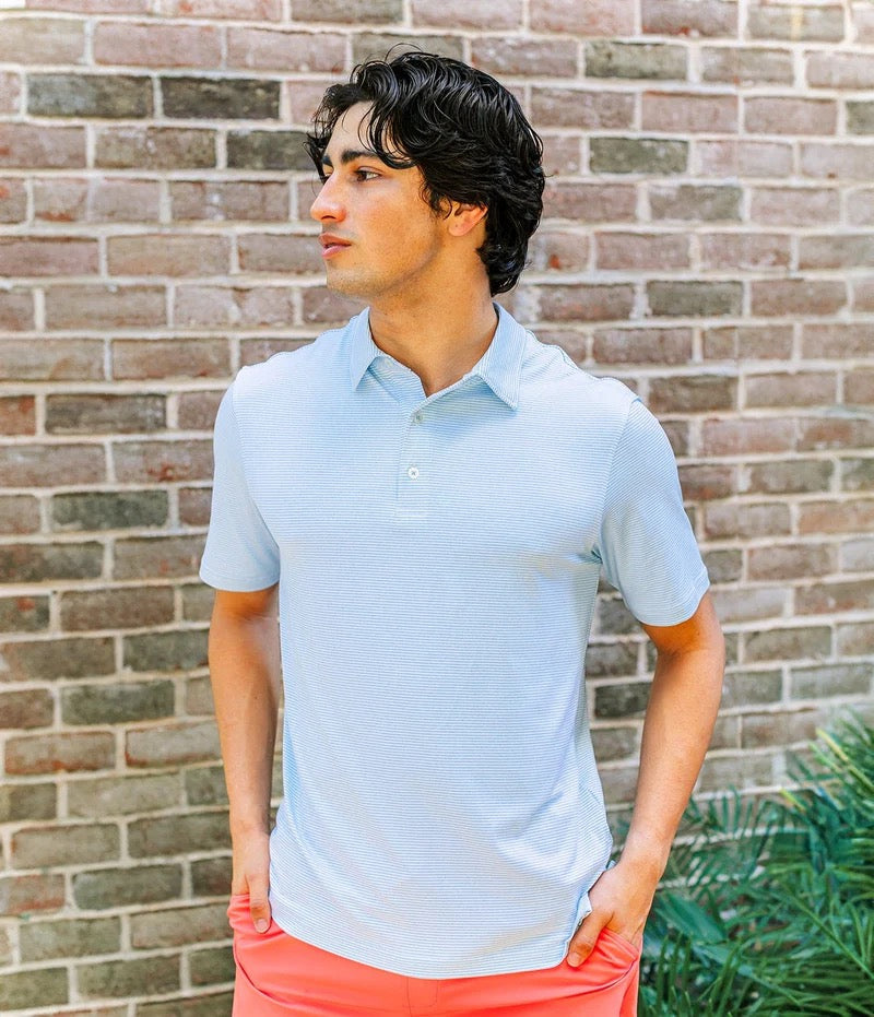 Southern Shirt Heather Madison Stripe Polo - Crystal Lake