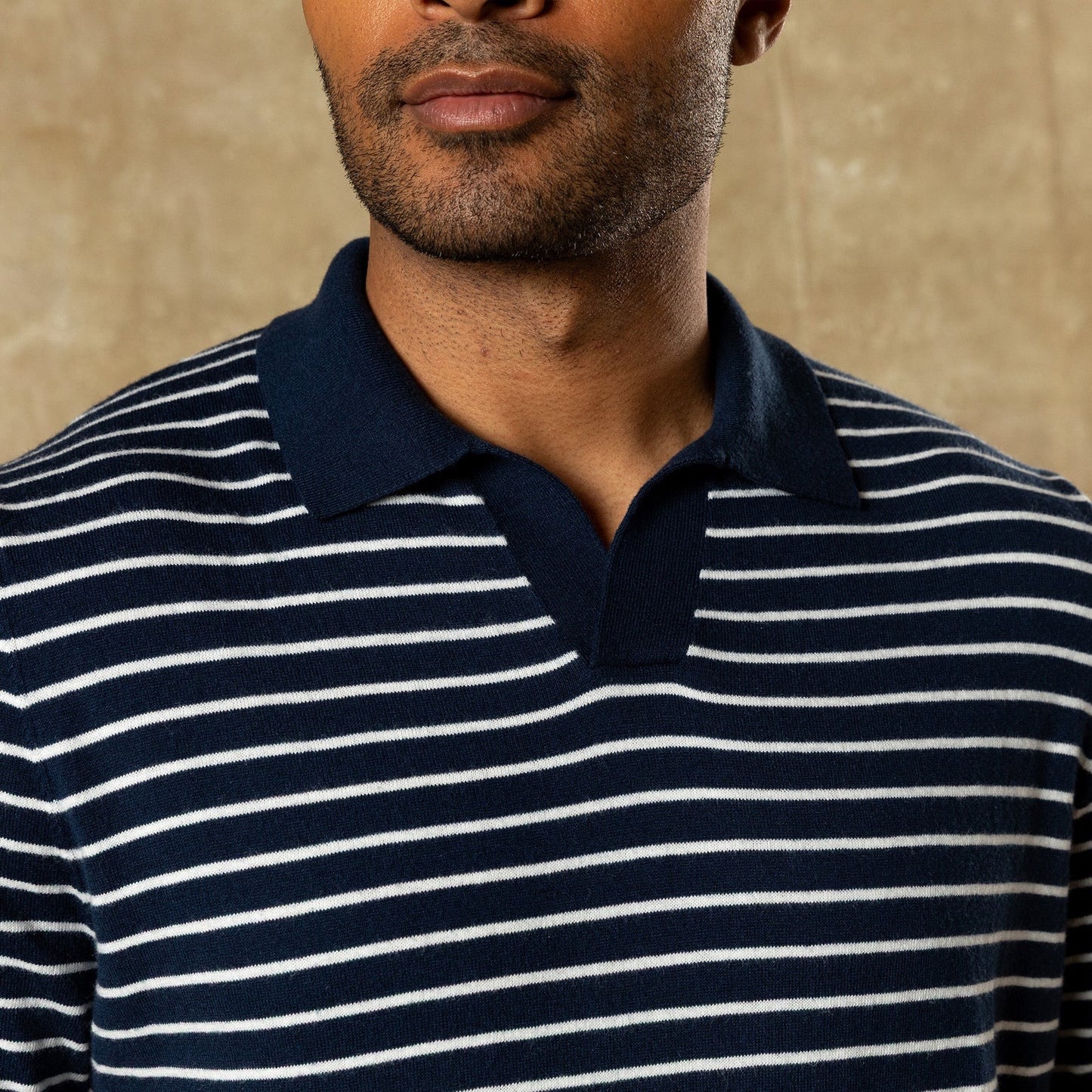 Duck Head Reeves Striped Sweater Polo- Navy