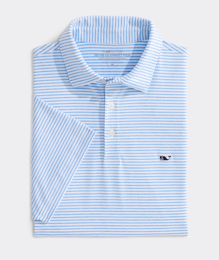 Vineyard Vines Performance Bradley Stripe Sankaty Polo - Ocean Breeze Tej