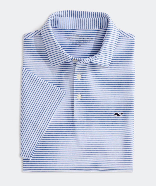 Vineyard Vines Performance Bradley Stripe Sankaty Polo -  Yacht Blue Tejeda