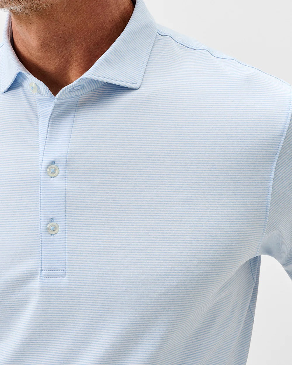 Johnnie-O Performance Jersey Polo- Lyndonn Stripe Gulf Blue