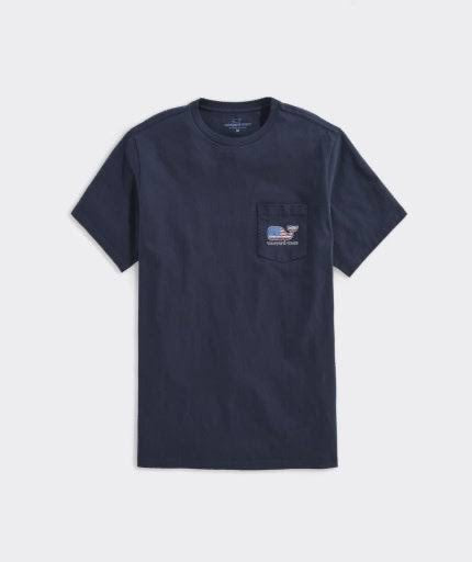 Vineyard Vines Flag Whale Short-Sleeve Pocket Tee - Navy