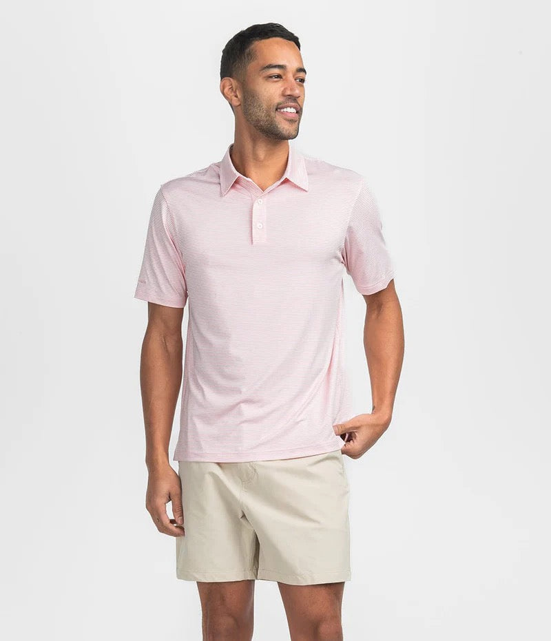 Southern Shirt Heather Madison Stripe Polo - Conch Shell