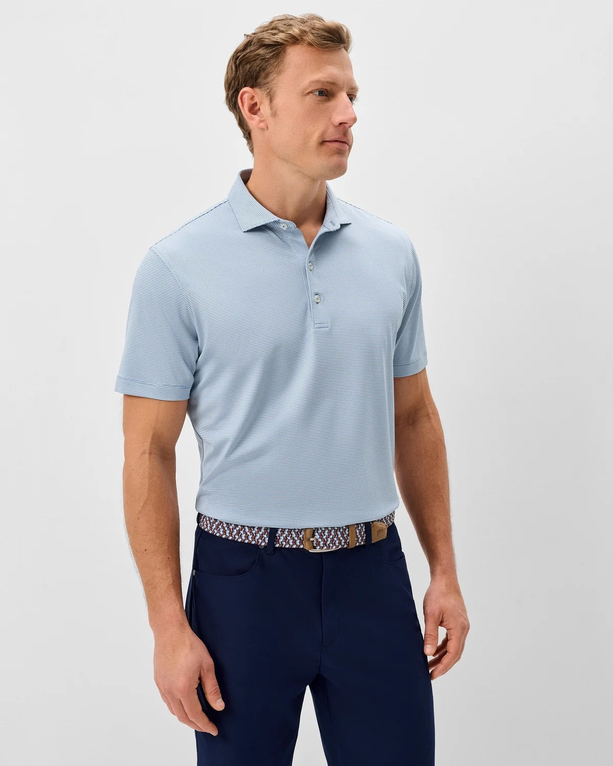 Johnnie-O Performance Jersey Polo- Lyndonn Stripe Carbon Fiber