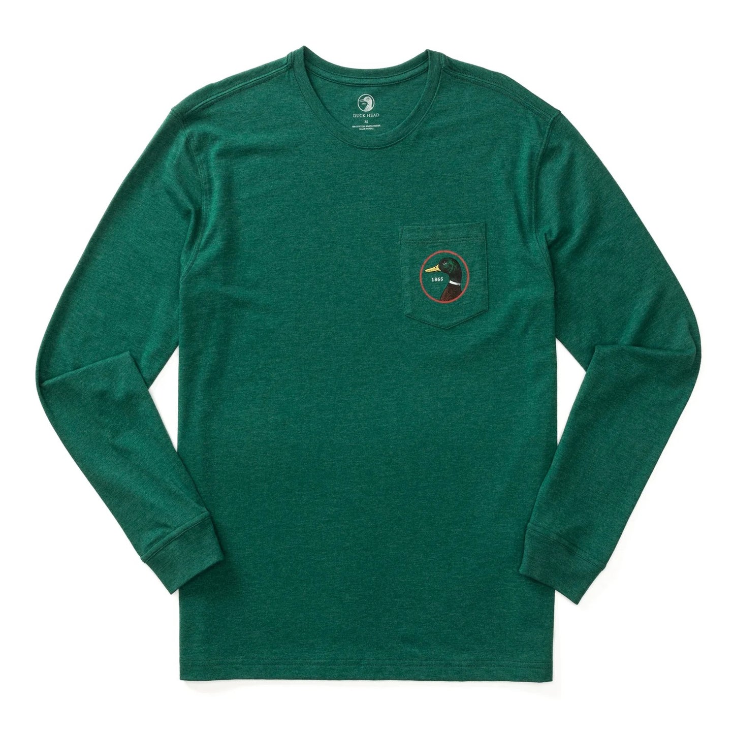 Duck Head Logo Long Sleeve T-Shirt (Forest Green Heather)