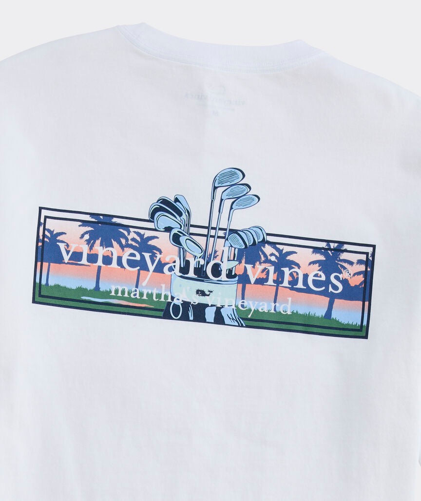 Vineyard Vines Sunset Golf Logo Box Long-Sleeve Pocket Tee - White