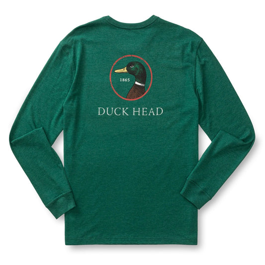 Duck Head Logo Long Sleeve T-Shirt (Forest Green Heather)